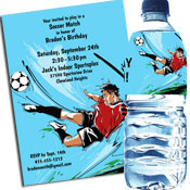 Soccer boy theme invitations and favors