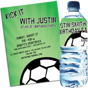 Soccer ball theme invitations and favors