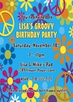 personalized hippie invitation, 60s theme party invitation
