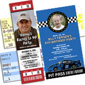 Racing theme tickets and pass invitations