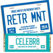 Retirement party license plate theme invitations and favors