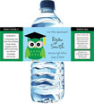 Owl theme water bottle labels for graduation