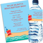Custom luau beach theme invitations and favors
