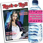 Rock n' roll theme invitations and favors