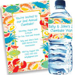 Summer clambake theme invitations and favors