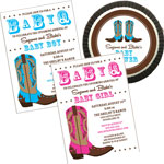 Western baby shower theme invitations and favors