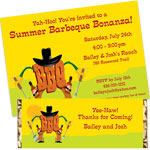 Western barbeque theme invitations and favors