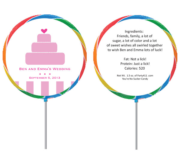 Bridal Wedding Cake Theme Custom Lollipop A tasty lollipop great for any 