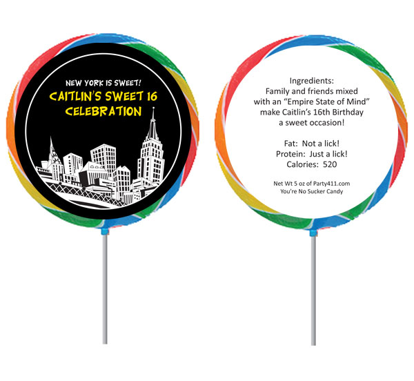 New York Party Theme Custom Lollipop