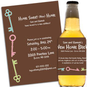 Housewarming Keys theme party invitations and favors