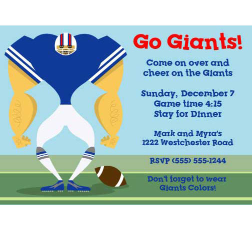 New York Giants Party Invitation