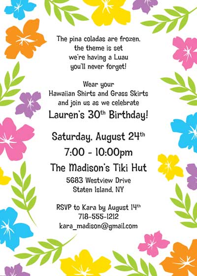 A Luau Hibiscus Party Invitation