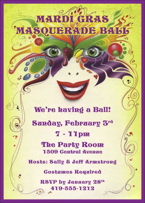 Mardi Gras Masquerade Invitation