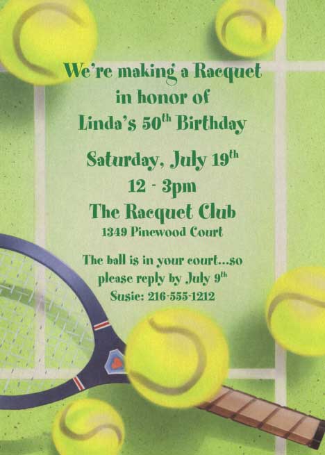 Tennis Party Invitation