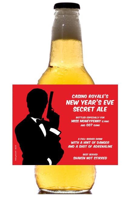 Casino Royale Theme Beer Bottle Label