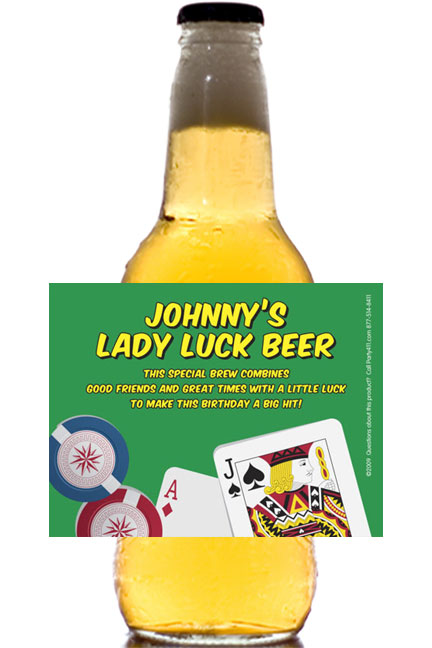 Casino Cards Theme Beer Bottle Label