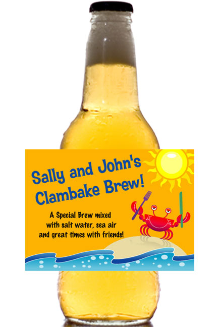 Crab and Clambake Theme Beer Bottle Label