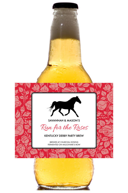 Kentucky Derby Roses Theme Bottle Label, Beer