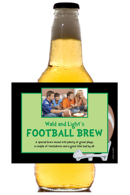 Football Photo Theme Beer Bottle Label