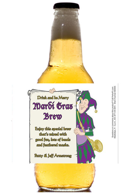 Mardi Gras Jester Theme Beer Bottle Label
