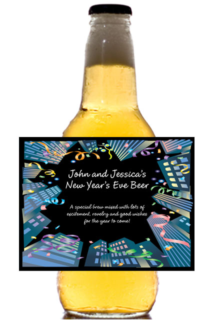 New Years Downtown Theme Beer Bottle Label