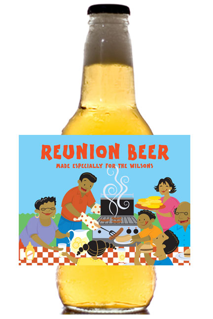 A Family Reunion Theme Beer Bottle Label