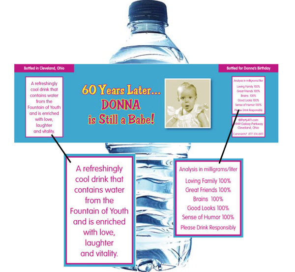 Birthday Babe Theme Photo Water Bottle Label
