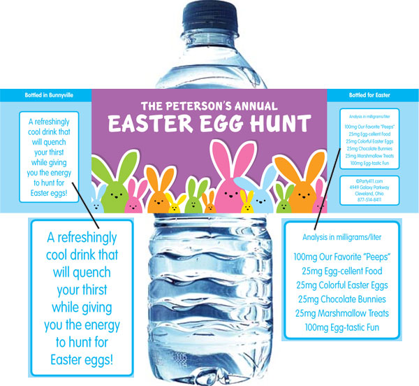 Colorful Easter Bunnies Theme Water Label