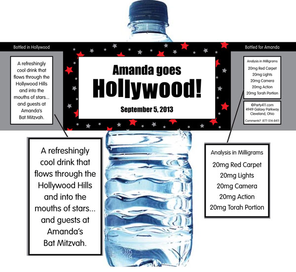 Hollywood Star Water Bottle Label