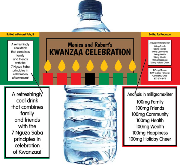 Kwanzaa Kinara Candy Water Bottle Label