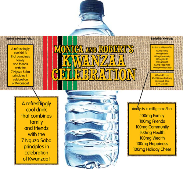 Kwanzaa Party Water Bottle Label