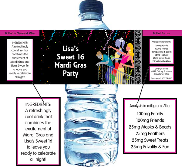A Mardi Gras Balcony Theme Bottle Label
