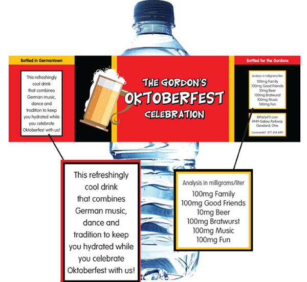 Oktoberfest Flag Water Bottle Label