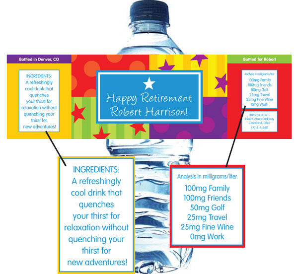 A Retirement Celebration Water Bottle Label
