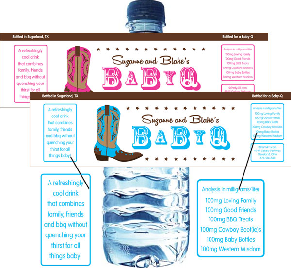 Western Baby Shower Water Bottle Label