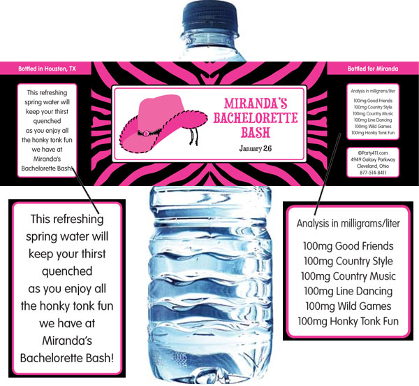 Western Cowgirl Theme Water Bottle Label