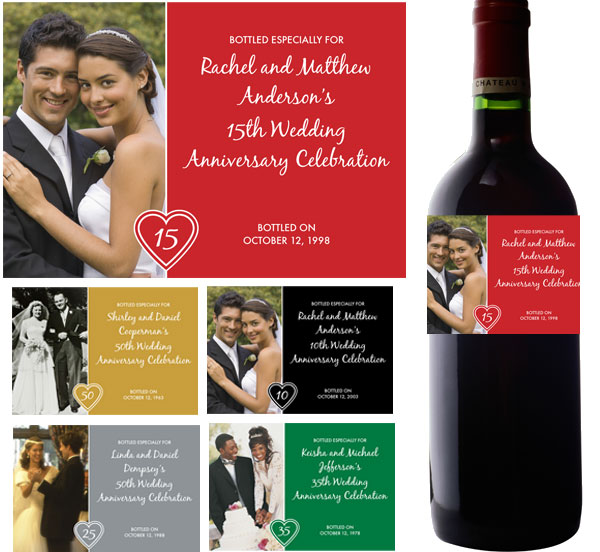 Anniversary Heart Photo Theme Wine Bottle Label