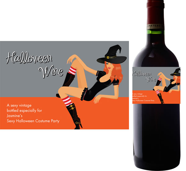 Halloween Sexy Party Wine Bottle Label