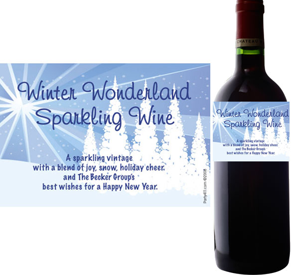 Winter Wonderland Wine Bottle Label