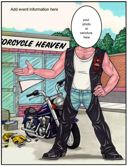 Motorcycle Rider Semi Custom Caricature