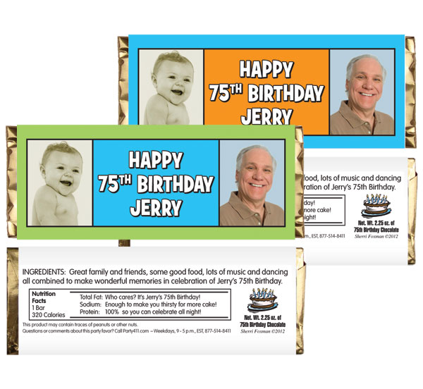 Birthday Double Photo Blue Theme Candy Bar Wrapper
