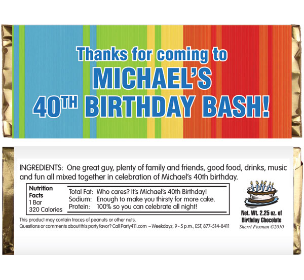 Birthday Celebrate Theme Candy Bar Wrapper