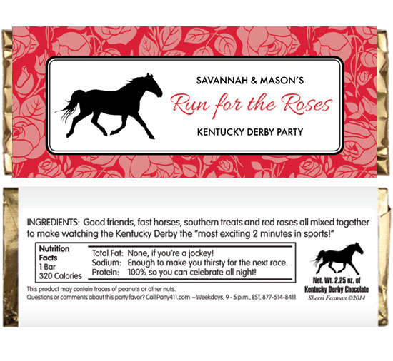 Kentucky Derby Roses Theme Candy Bar Wrapper