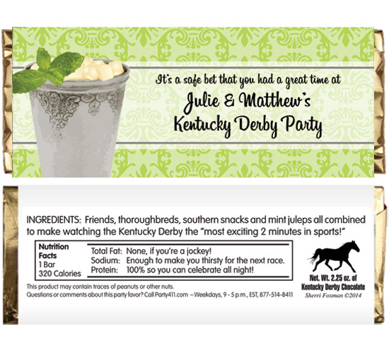 Kentucky Derby Julip Theme Candy Bar Wrapper
