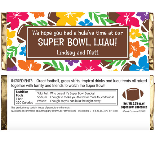 Super Bowl Luau Theme Candy Bar Wrapper