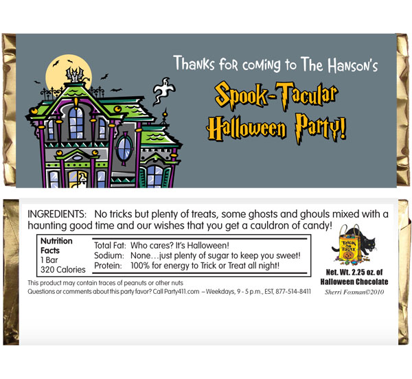 Halloween Spooky House Theme Candy Bar Wrapper