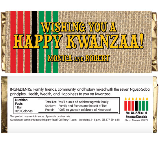 Kwanzaa Party Theme Candy Bar Wrapper