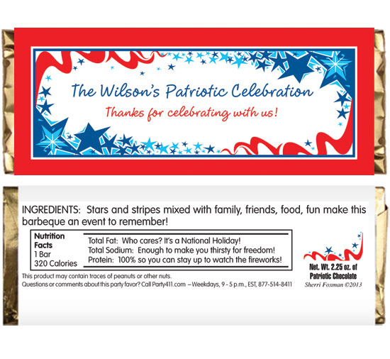 Patriotic Party Theme Candy Bar Wrapper