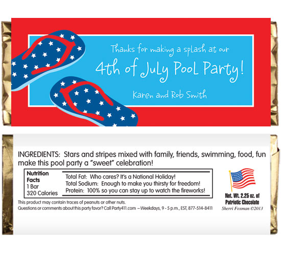 Patriotic Flip Flops Theme Candy Bar Wrappers