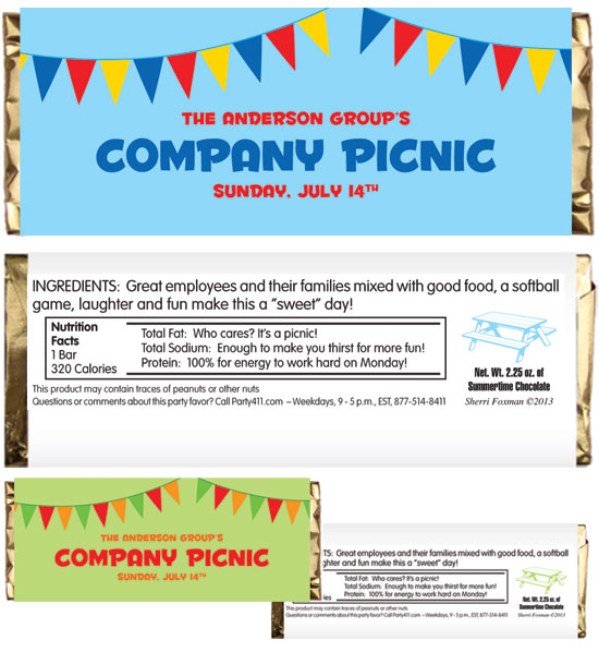 Picnic Theme Party Candy Bar Wrapper